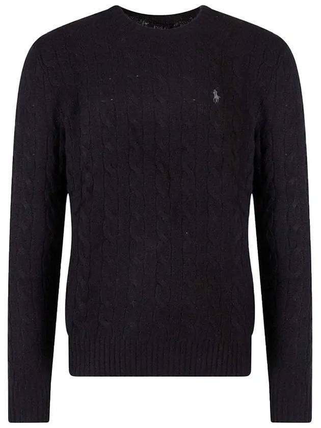 Embroid Logo Cable Knit Top Black - POLO RALPH LAUREN - BALAAN 2