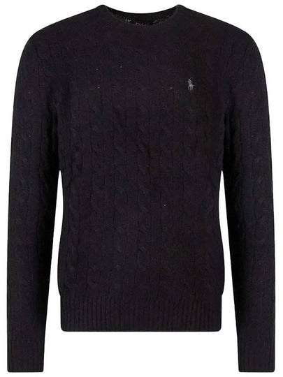 Embroid Logo Cable Knit Top Black - POLO RALPH LAUREN - BALAAN 2