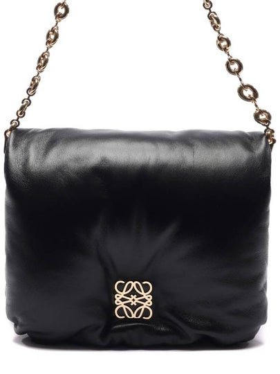 Women's Puffer Goya Shiny Nappa Lambskin Shoulder Bag Black - LOEWE - BALAAN 2