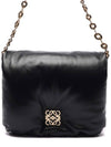 Women's Puffer Goya Shiny Nappa Lambskin Shoulder Bag Black - LOEWE - BALAAN 3