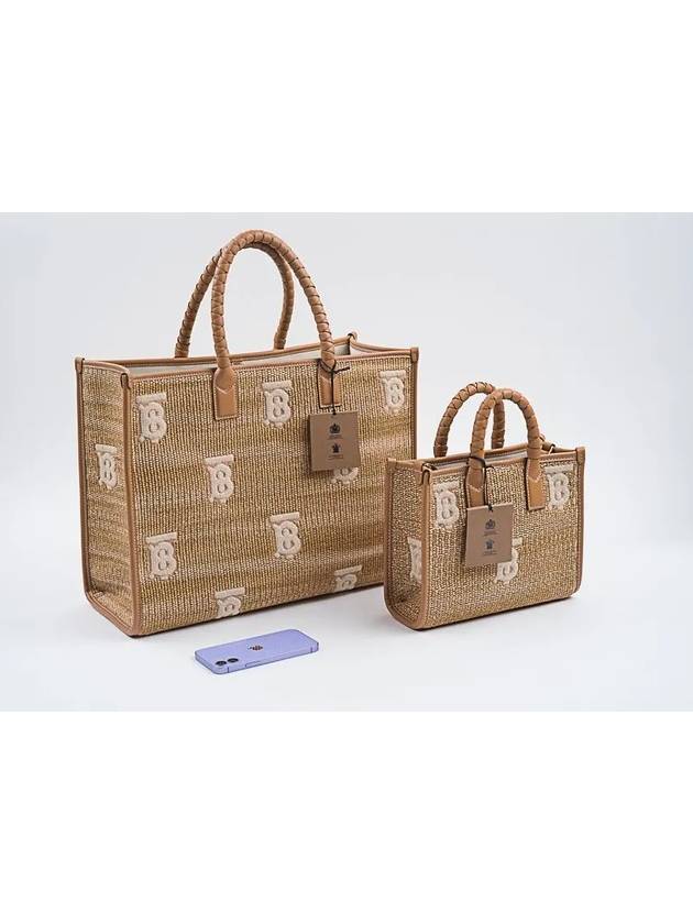 Freya Raffia Leather Mini Tote Bag Natural - BURBERRY - BALAAN 2