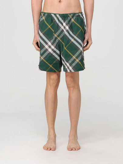 Check Twill Swim Shorts Green - BURBERRY - BALAAN 2