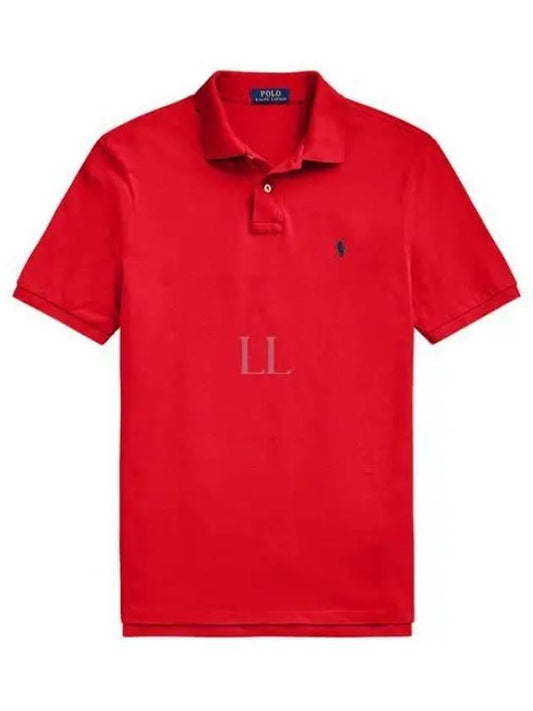 Iconic Mesh Slim Fit Polo Shirt Red - POLO RALPH LAUREN - BALAAN 2