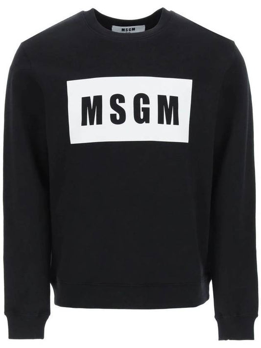 Men's Box Logo Sweatshirt Black - MSGM - BALAAN.