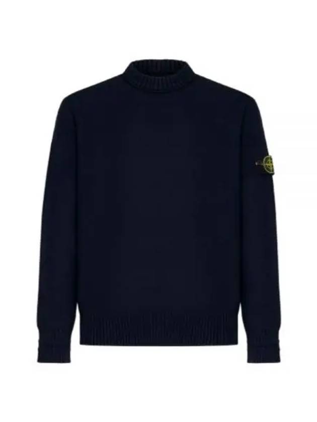 Round Neck Wappen Organic Knit Top Navy - STONE ISLAND - BALAAN 2