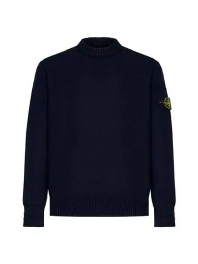 Round Neck Wappen Organic Knit Top Navy - STONE ISLAND - BALAAN 2