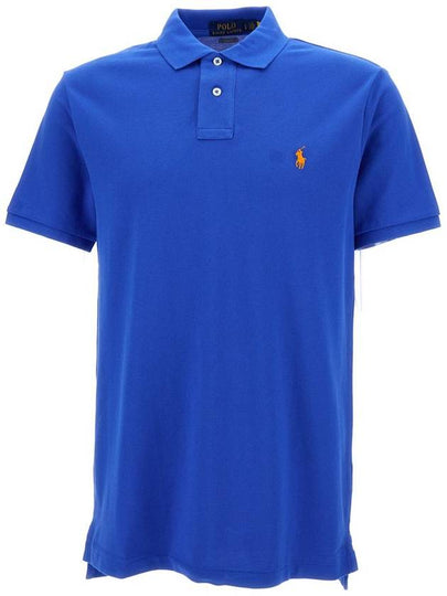 Men's Pony Slim Fit Short Sleeve Polo Shirt Blue - POLO RALPH LAUREN - BALAAN 2