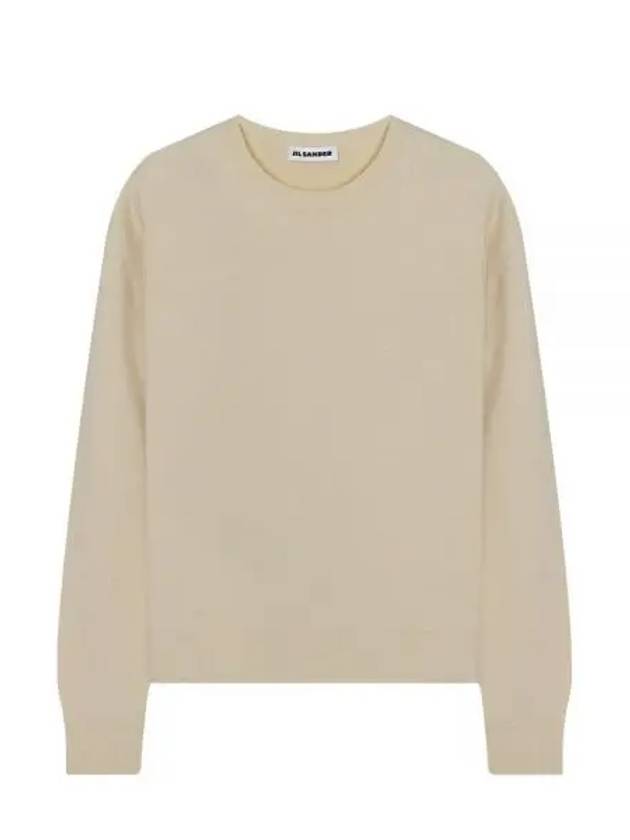 Crew Neck Merino Wool Knit Top Beige - JIL SANDER - BALAAN 1