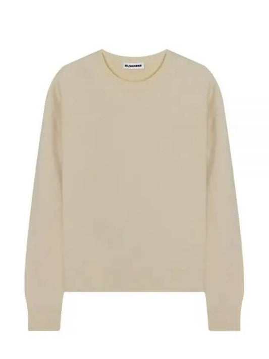 Crew Neck Merino Wool Knit Top Beige - JIL SANDER - BALAAN 2