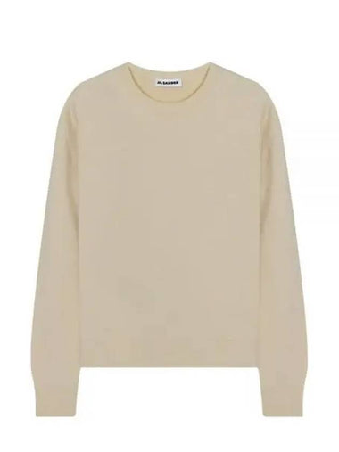 Crew Neck Merino Wool Knit Top Beige - JIL SANDER - BALAAN 1