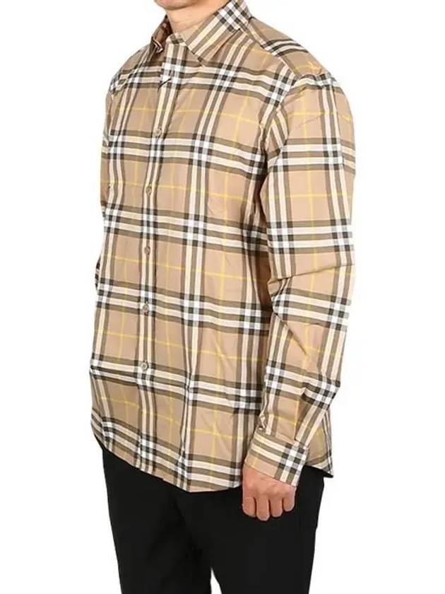 Men's Check Pattern Long Sleeve Shirt Beige - BURBERRY - BALAAN 2