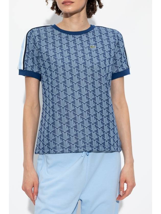 Lacoste T-shirt With Monogram, Women's, Blue - LACOSTE - BALAAN 3