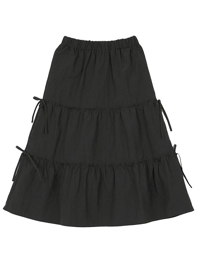 Shirring Ribbon Tiered Long Skirt Black - HIGH SCHOOL DISCO - BALAAN 2