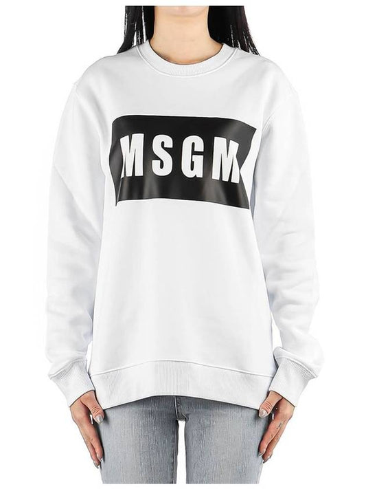 Square Logo Crew Neck Sweatshirt White - MSGM - BALAAN 2