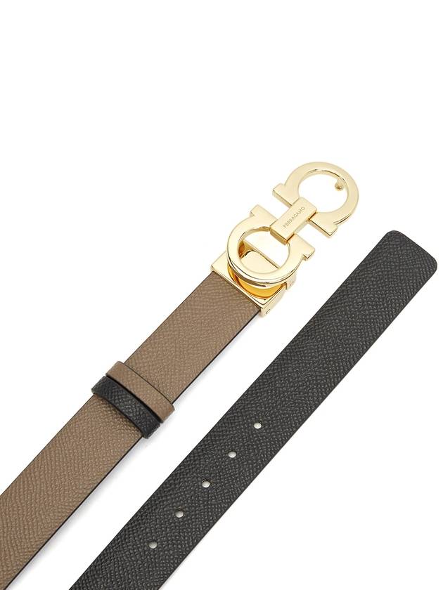 Reversible Gancini Leather Belt Black Caraway Seed - SALVATORE FERRAGAMO - BALAAN 5