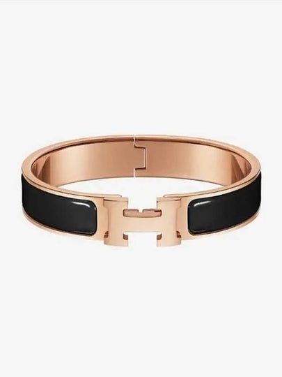 Clic H Bracelet Rose Gold Noir - HERMES - BALAAN 2