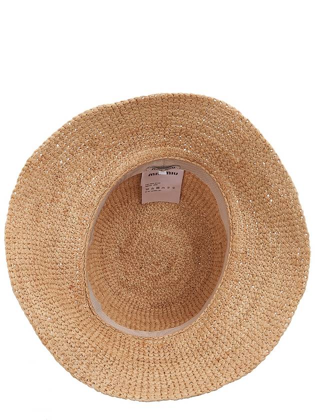 Logo Woven Fabric Bucket Hat Beige - MIU MIU - BALAAN 6