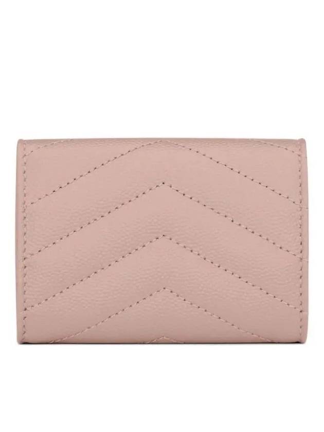 Monogram Quilted Mini Half Wallet Pale Pink - SAINT LAURENT - BALAAN 3