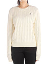 Embroidered Logo Pony Cable Knit Top Cream - POLO RALPH LAUREN - BALAAN 2