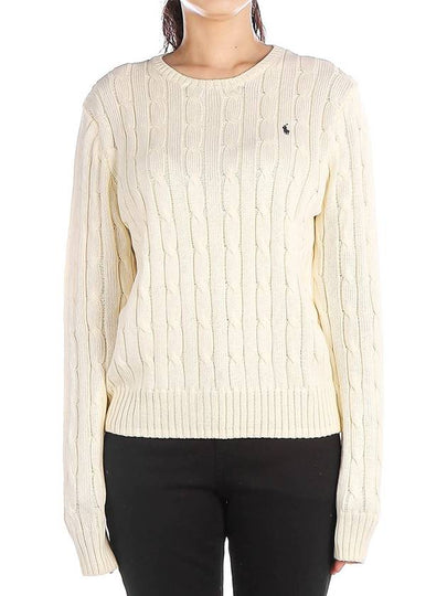 Embroidered Logo Pony Cable Knit Top Cream - POLO RALPH LAUREN - BALAAN 2