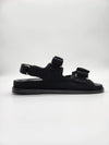 Women's Ribbon Velcro Sandals Black - CHANEL - BALAAN.