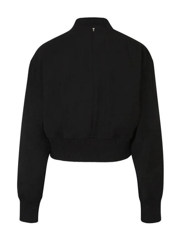 Crop Zipper Bomber Jacket Black - AMI - BALAAN 3