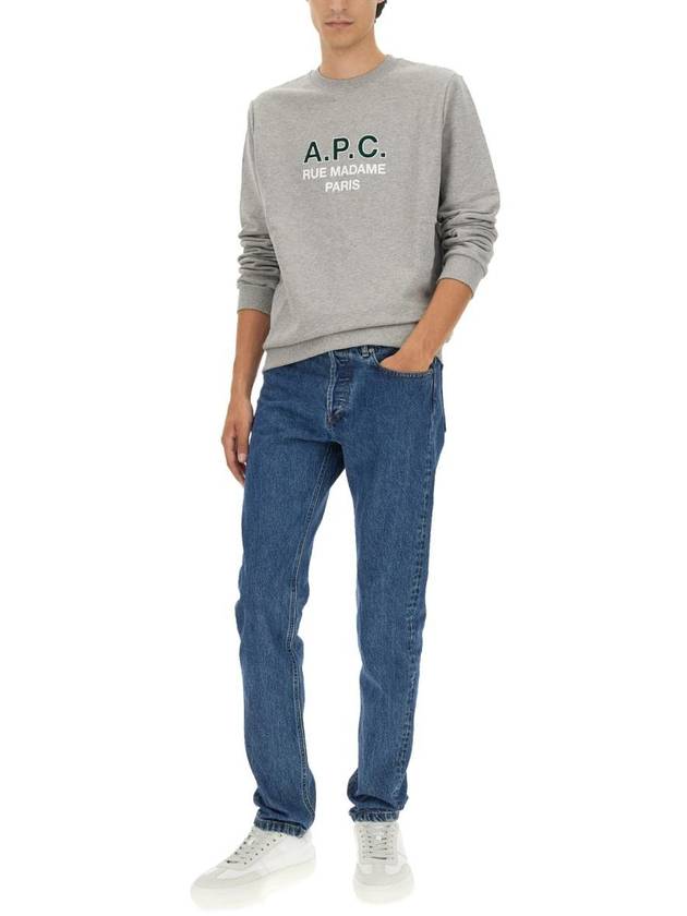 Logo Print Cotton Sweatshirt Heather Grey - A.P.C. - BALAAN 3