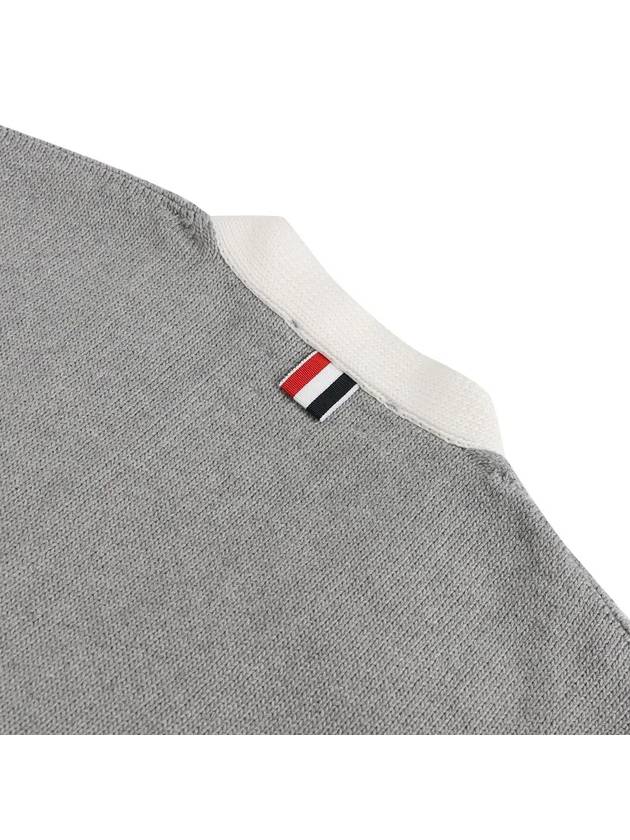 4 Bar Stitch V Neck Cardigan Grey - THOM BROWNE - BALAAN 5