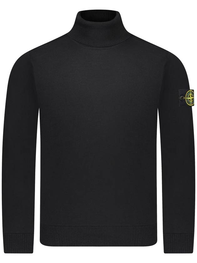 Wappen Patch Virgin Wool Turtleneck Black - STONE ISLAND - BALAAN 2