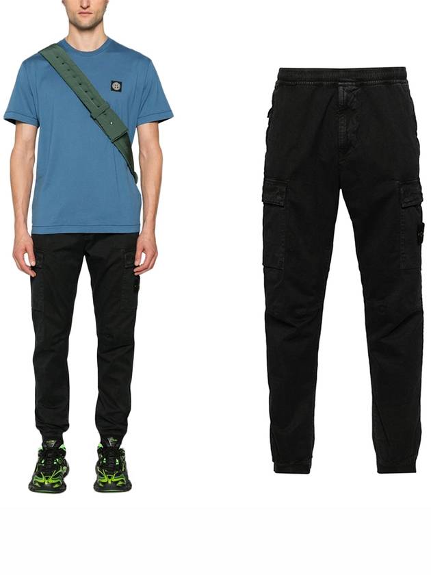 Stretch Cotton Cargo Straight Pants Black - STONE ISLAND - BALAAN 2