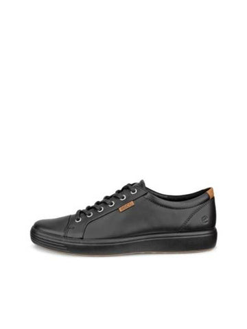 Men's Soft 7 M Leather Low Top Sneakers Black - ECCO - BALAAN 1