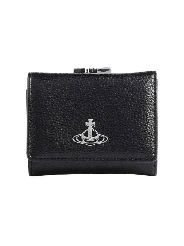 ORB Logo Small Frame Half Wallet Black - VIVIENNE WESTWOOD - BALAAN.