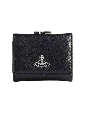 ORB Logo Small Frame Half Wallet Black - VIVIENNE WESTWOOD - BALAAN 1