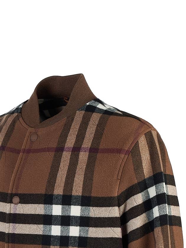 Quilted Check Wool Blend Bomber Jacket Dark Birch Brown - BURBERRY - BALAAN 6