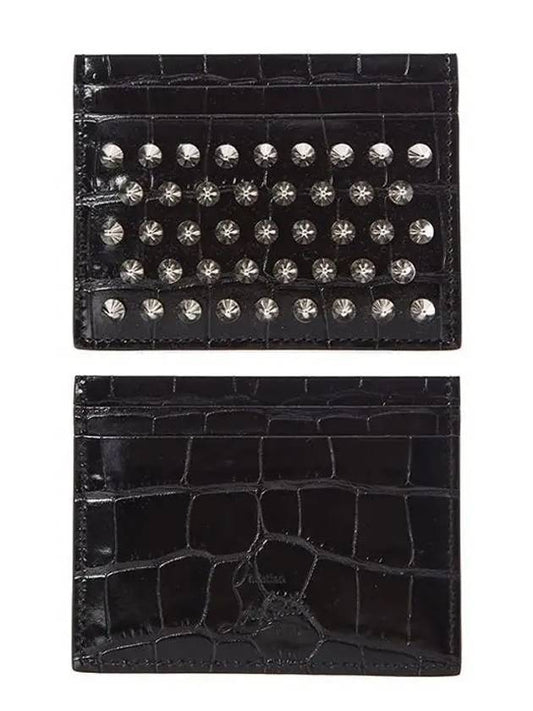 Chios Silver Spike Coco Stamp Double Card Holder 3215252 - CHRISTIAN LOUBOUTIN - BALAAN 1