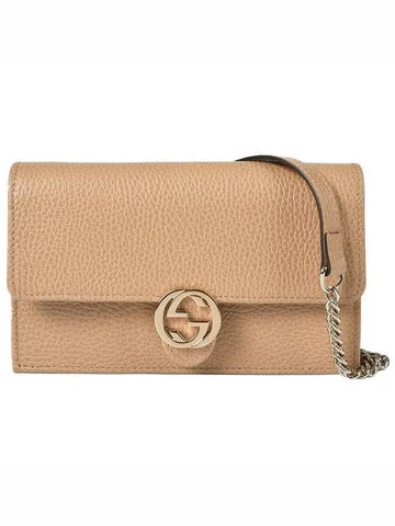 GG Interlocking Chain Strap Cross Bag Beige - GUCCI - BALAAN 1