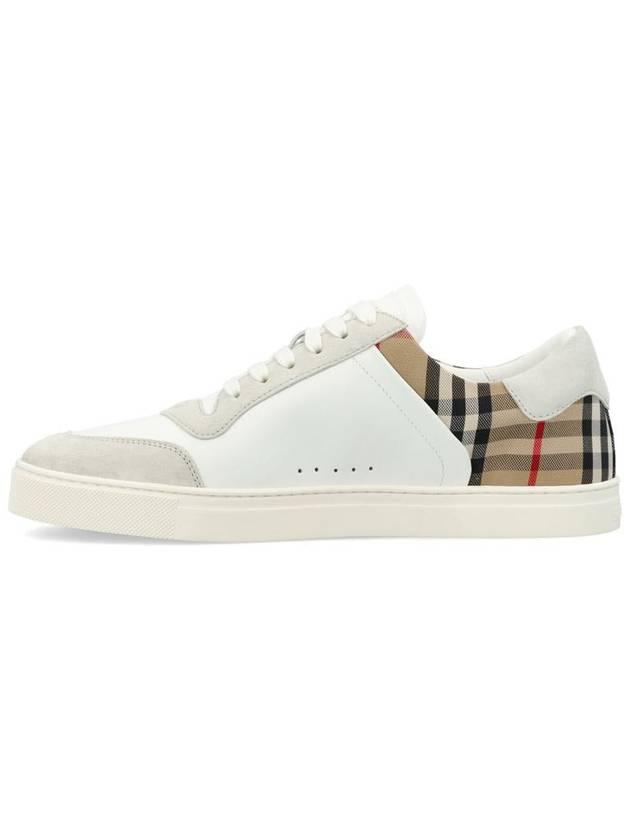 Check Leather Suede Sneakers Natural White Archive Beige - BURBERRY - BALAAN 4