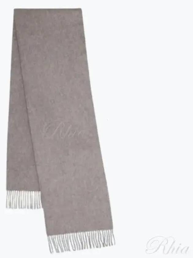 Small Solid Merino Wool Muffler Grey - MULBERRY - BALAAN 2