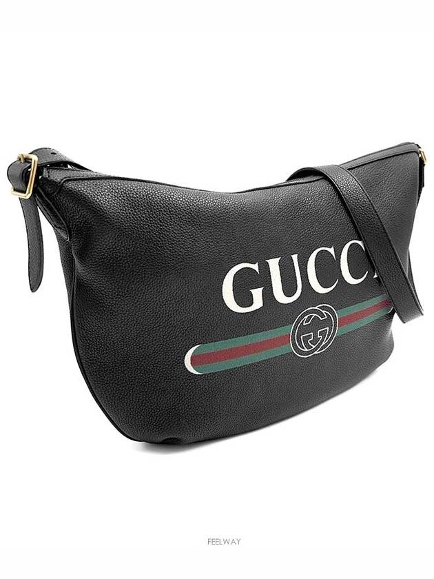 Leather logo printing half moon hobo shoulder bag 523588 - GUCCI - BALAAN 3