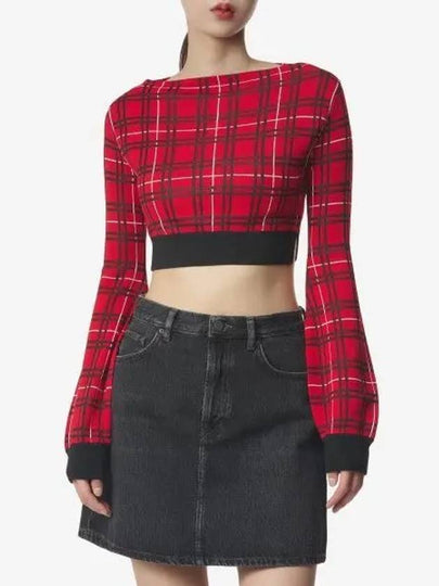 Logo Check Knit Top Red - MARNI - BALAAN 2