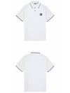 Stretch Cotton Pique Short Sleeve Polo Shirt White - STONE ISLAND - BALAAN 5