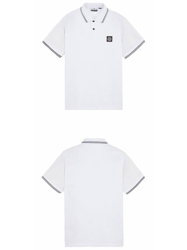 Stretch Cotton Pique Short Sleeve Polo Shirt White - STONE ISLAND - BALAAN 5