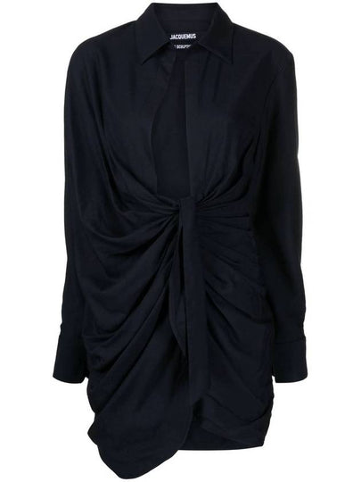 Bahia Drape Mini Shirt Dress 213DR0091020 - JACQUEMUS - BALAAN 2