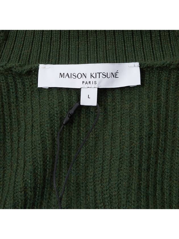 Bold Fox Head Patch Comfort Ribbed Cardigan Green - MAISON KITSUNE - BALAAN 8