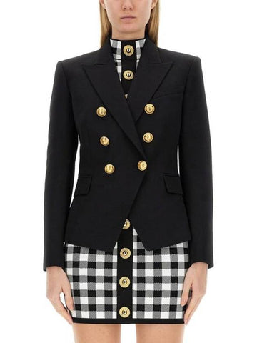 Double Breasted Wool Jacket Black - BALMAIN - BALAAN 1