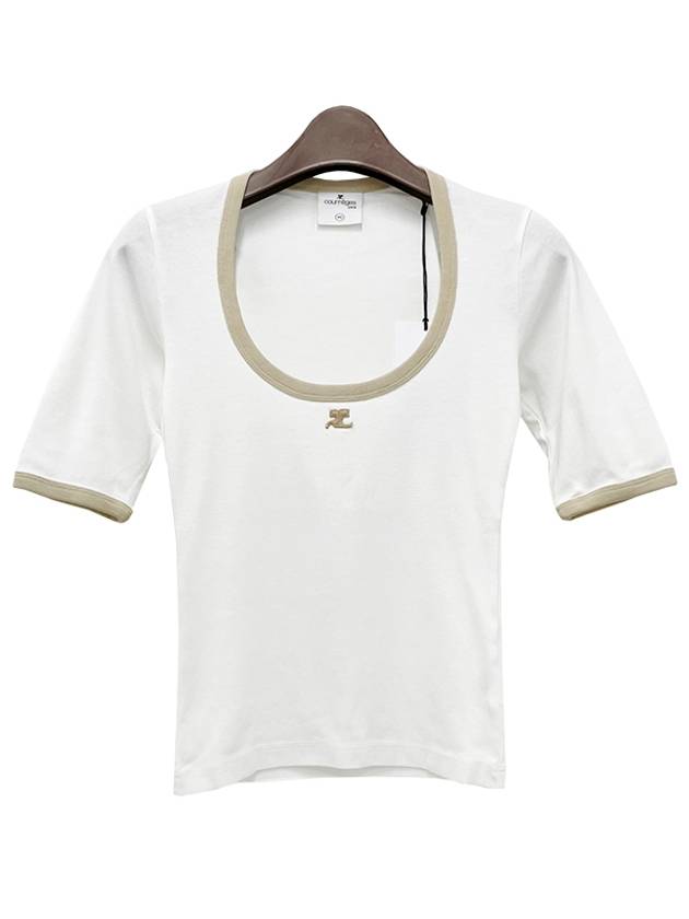 Contrast Holist Short Sleeve T-Shirt White - COURREGES - BALAAN 3