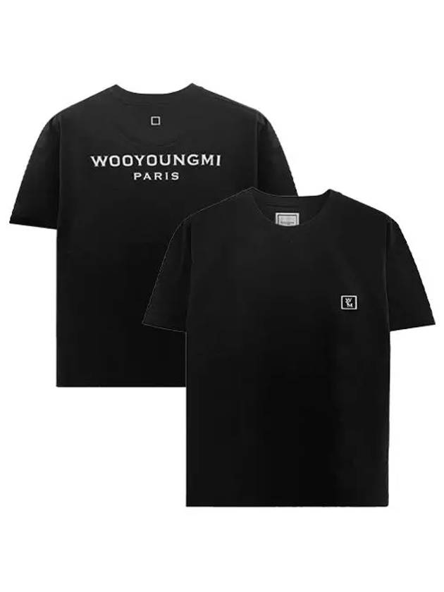 WYM Patch Black Back Logo Cotton Round Short Sleeve TShirt Black Men's TShirt W233TS07708B - WOOYOUNGMI - BALAAN 1