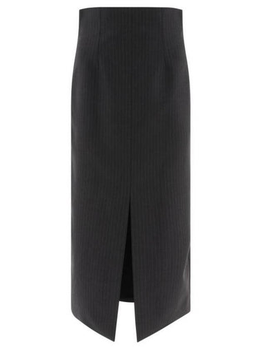 pinstripe pencil skirt gray - ALEXANDER MCQUEEN - BALAAN 1