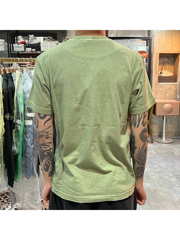 Pisato Effect Logo Patch Short Sleeve T-Shirt Green - STONE ISLAND - BALAAN 6