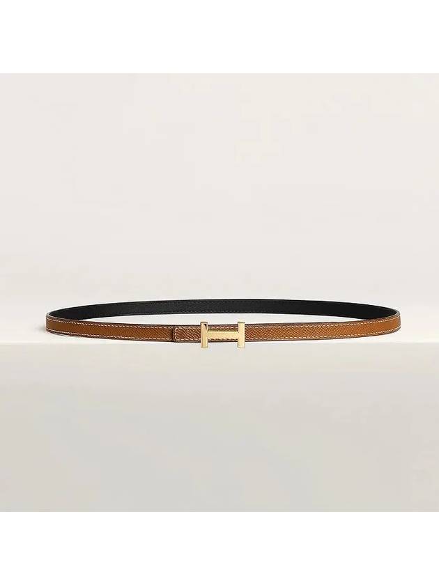 Focus Buckle Reversible 13MM Leather Belt Black Gold - HERMES - BALAAN 3